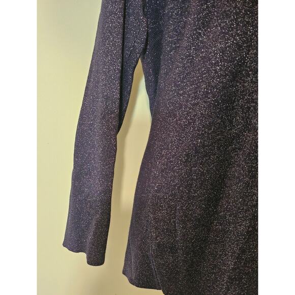 Louis Dell'Olio Whisper Knit Womens Navy Metallic Thread Crew Neck Sweater L - Picture 3 of 5